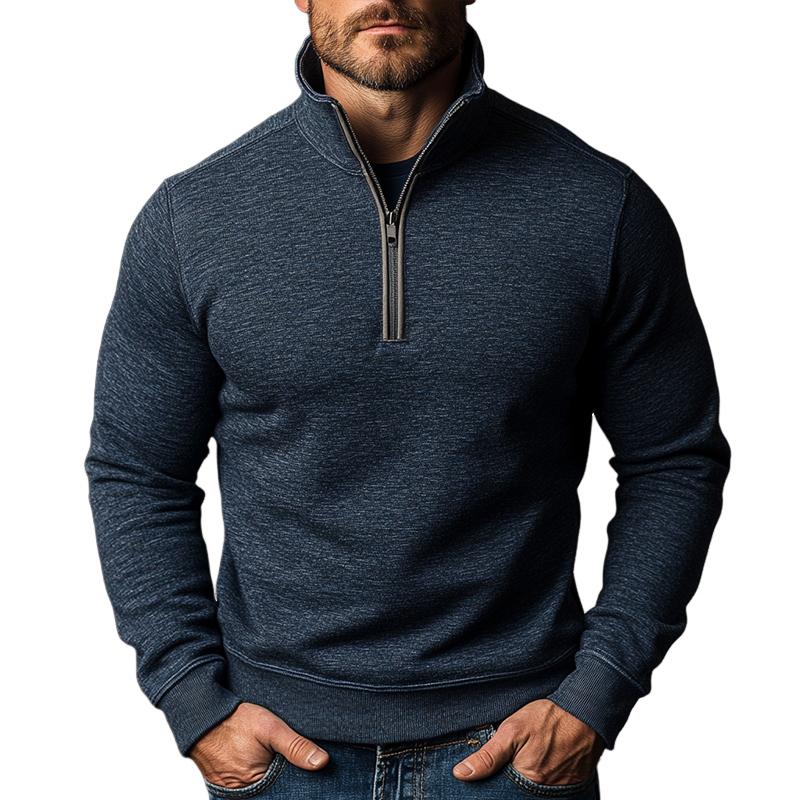 Men's Retro Casual Multicolored Zipper Stand Collar Sweatshirt 87913775TO