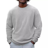 Men's Solid Color Waffle Round Neck Long Sleeve Sweatshirt 95420284Z