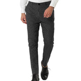 Men's Retro Casual Simple Slim Fit Plaid Skinny Suit Pants 97130710TO