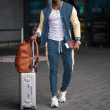 Men's Colorblock Long Sleeve Baseball Jacket Trousers Casual Set 82668446Z