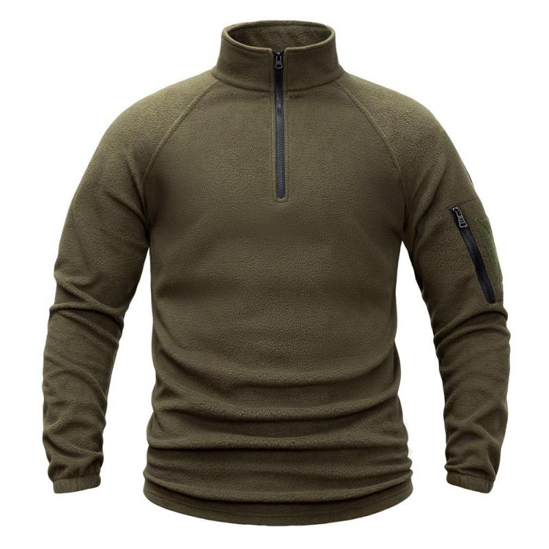 Men's Solid Color Outdoor Polar Fleece Stand Collar Sweatshirt 61469328Y