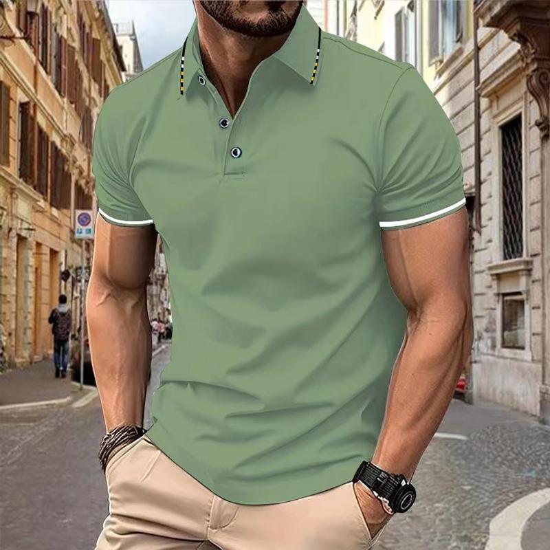 Men's Colorblock Lapel Short Sleeve Polo Shirt 73054475Z