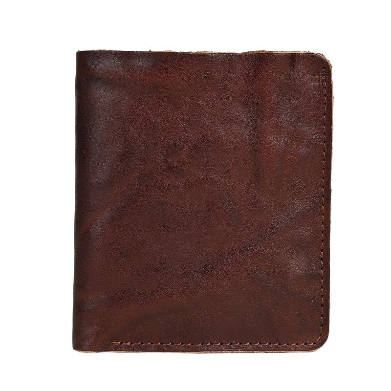 Men's Vintage Top Layer Cowhide Distressed Wrinkled Wallet 38909310U