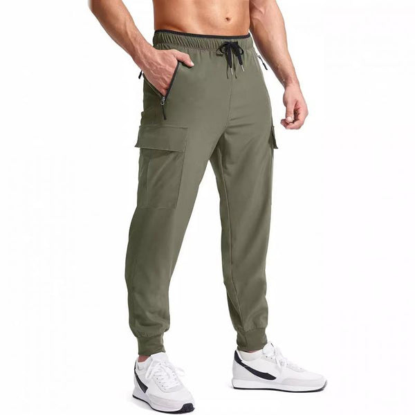 Men's Solid Color Elastic Waist Multi-pocket Sports Pants 28164633Z