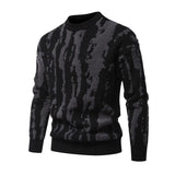 Men's Casual Round Neck Striped Jacquard Pullover Knitted Sweater 47148218M