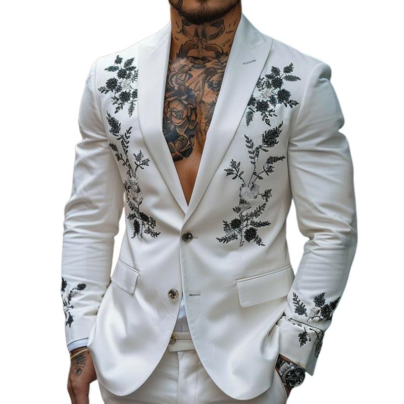 Men's Vintage Casual Embroidered Single Breasted Blazer 66447481TO