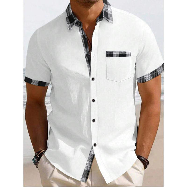 Men's Casual Plaid Short Sleeve Shirt 43135521Y