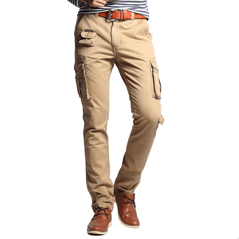 Pantalones cargo ajustados de algodón con múltiples bolsillos para hombre 14848531Z