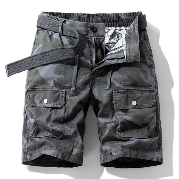 Men's Casual Outdoor Camo Cotton Multi-pocket Cargo Shorts (Belt Excluded) 92928128M