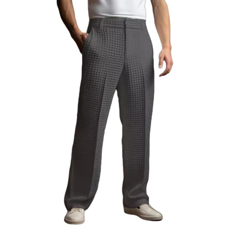 Men's Casual Waffle Loose Straight Suit Pants 71526501M