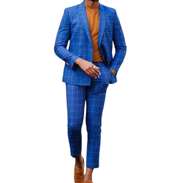 Men's Retro Casual Plaid Printed Two-Piece Suit 80161175TO