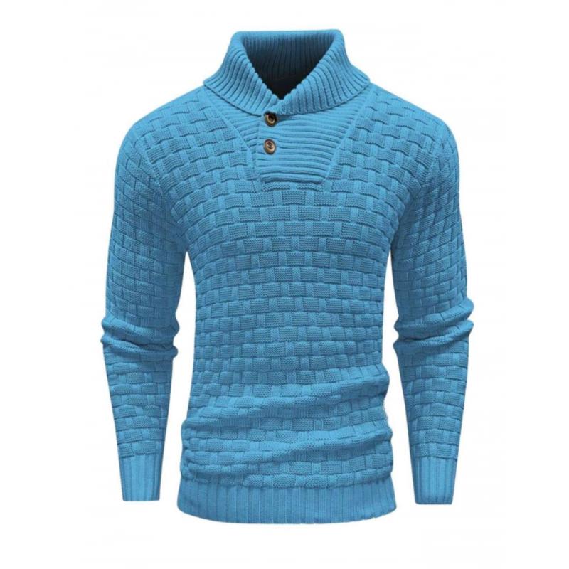 Men's Casual Jacquard Knit Lapel Sweater 15858753Y