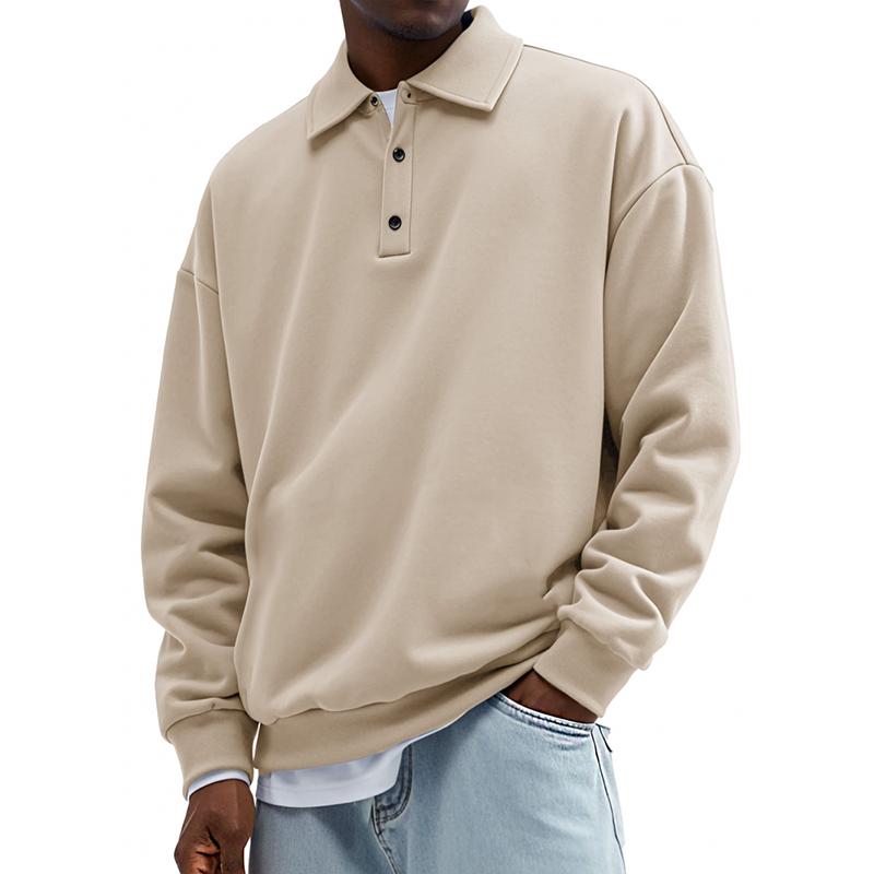 Men's Solid Color Loose Lapel Long Sleeve Casual Sweatshirt 76238792Z