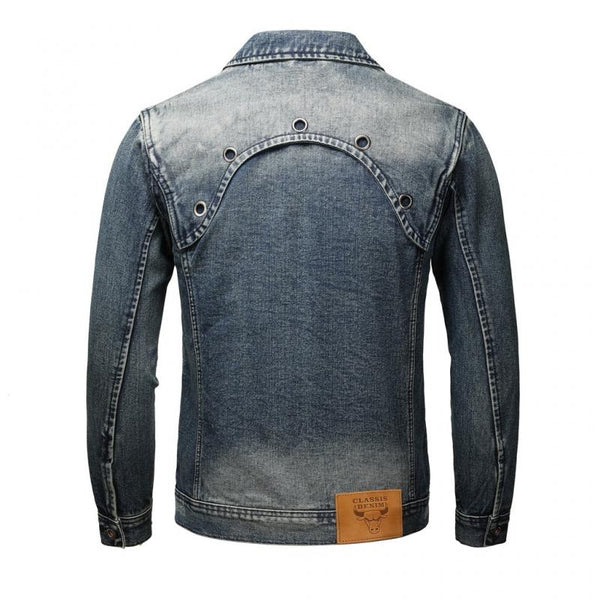 Men's Motorcycle Vintage Denim Jacket 28212108Y