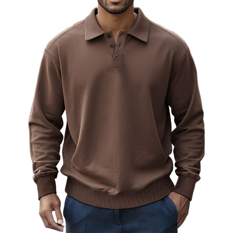 Men's Casual Solid Color Button Lapel Sweatshirt 93595781Y