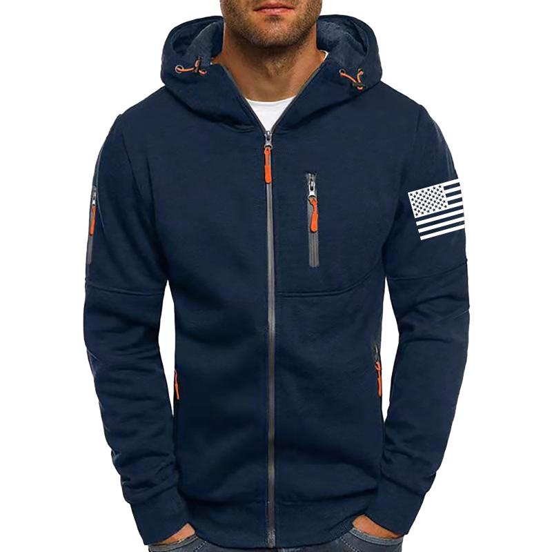 Men's Solid Cardigan Zip-Up Hooded Jacket 59926043X