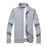 Men's Casual Stand Collar Zipper Slim Fit Knit Cardigan 87999873M