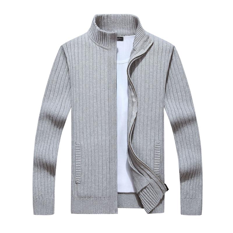 Men's Casual Stand Collar Zipper Slim Fit Knit Cardigan 87999873M