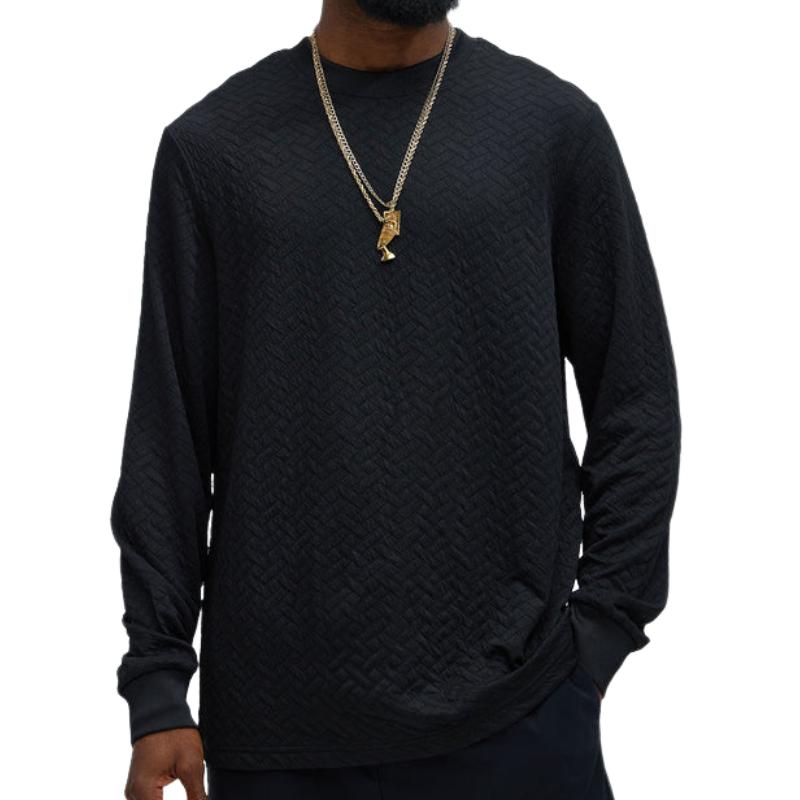 Men's Casual Loose Round Neck 3D Embossed Long Sleeve Sweatshirt 63777801F