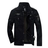 Men's Casual Cotton Stand Collar Zipper Slim Fit Multi-Pocket Workwear Jacket 45074919M