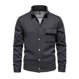 Men's Casual Waffle Lapel Flap Pocket Loose Shirt Jacket 83556169M