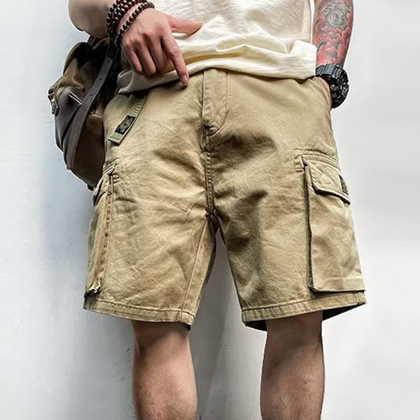 Men's Solid Color Loose Straight Multi-pocket Casual Shorts 00557107Z