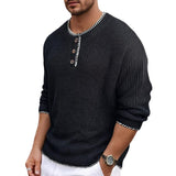 Men's Casual Contrast Trim Henley Neck Sweater 85407081Y