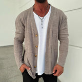 Men's Fashion Solid Color Holes V Neck Single Breasted Knit Cardigan 33992975Z