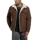 Men's Solid Color Lambswool Lining Corduroy Jacket 02133587Y