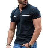 Men's Casual Striped Stand Collar T-shirt 85060970TO