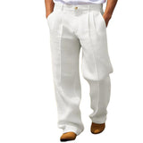 Men's Linen Solid Color Loose Straight Pants 24902270X