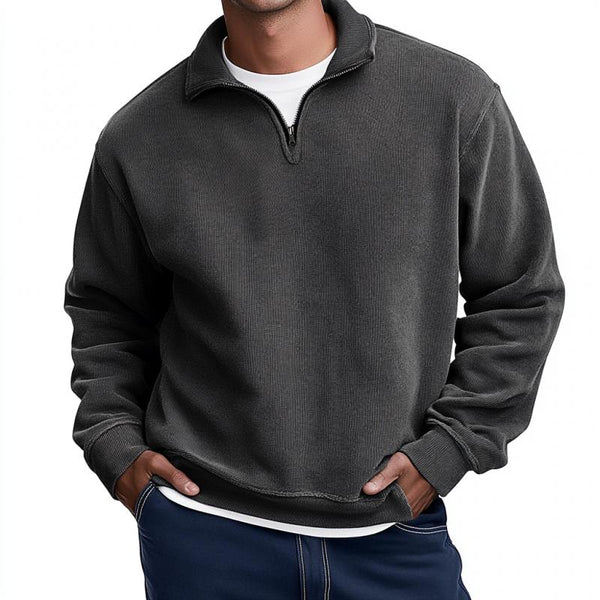 Men's Vintage Corduroy Half-Zip Lapel Sweatshirt 92285008Y