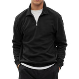 Men's Casual Zipper Lapel Loose Long Sleeve Pullover Sweatshirt 79582862M