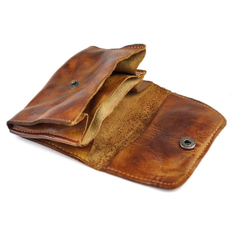 Men's Retro Distressed Washed Vegetable Tanned Cowhide Wallet 62091479M