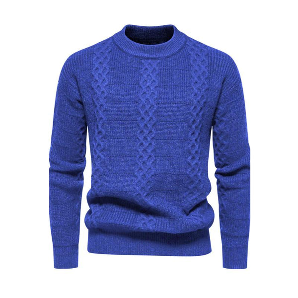 Men's Vintage Cable Collar Round Neck Loose Pullover Sweater 99656636M