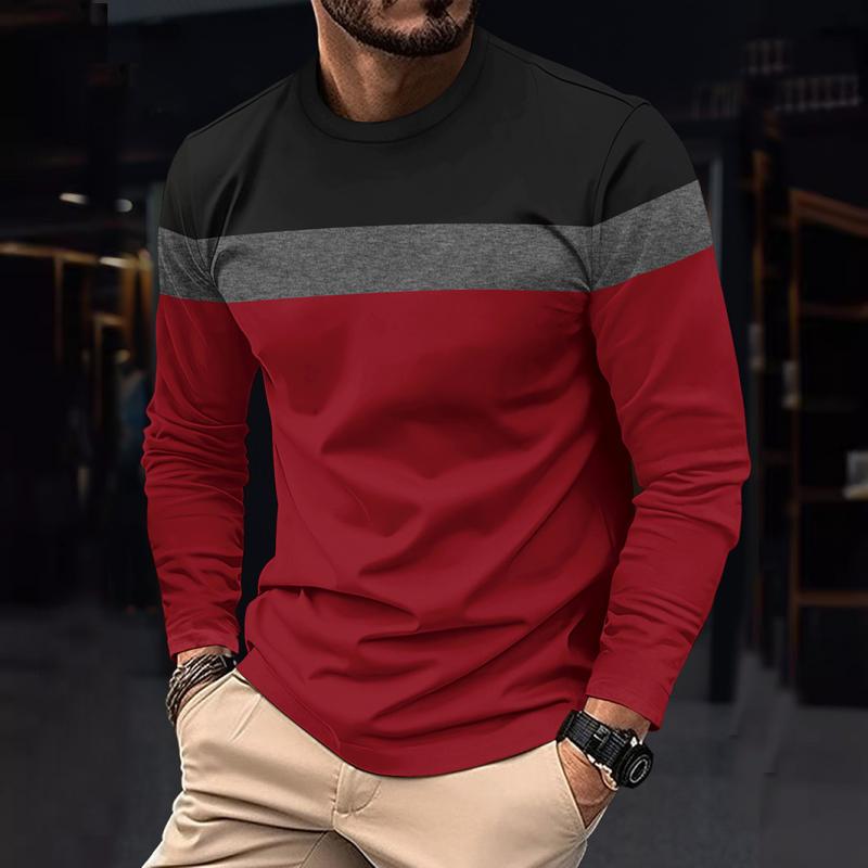 Men's Colorblock Round Neck Long Sleeve T-shirt 40663657Z