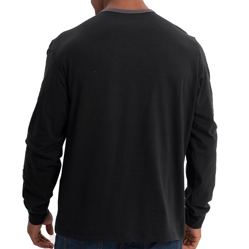 Men's Casual Colorblock Round Neck Button Neck Long Sleeve T-Shirt 30916232Y