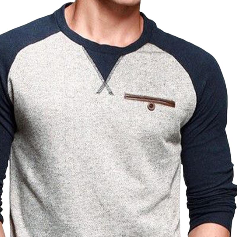 Men's Retro Colorblock Round Neck Long Sleeve T-Shirt 87441641U