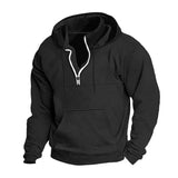 Men's Casual Zipper Stand Collar Loose Long Sleeve Hoodie 53913566M