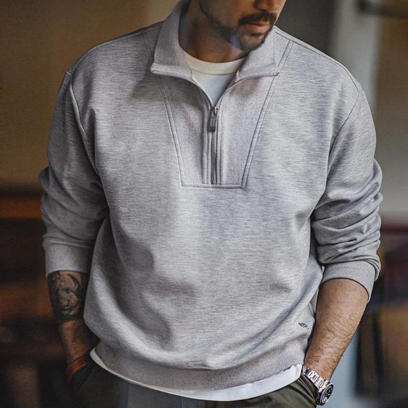 Men's Fashion Solid Color Loose Lapel Long Sleeve Casual Sweatshirt 63865371Z