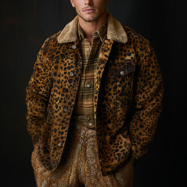 Men's Leopard Print Casual Jacket 13743064F