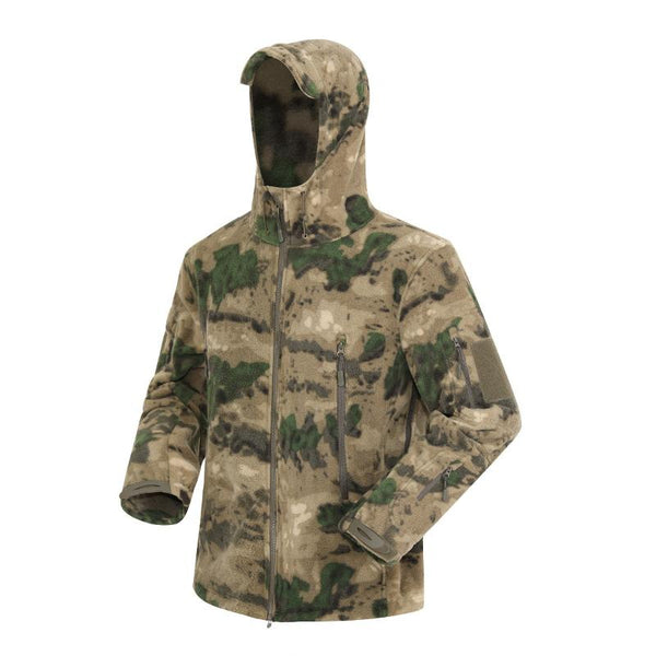 Men's Hooded Outdoor Warm Camouflage Fleece Jacket 30314655F