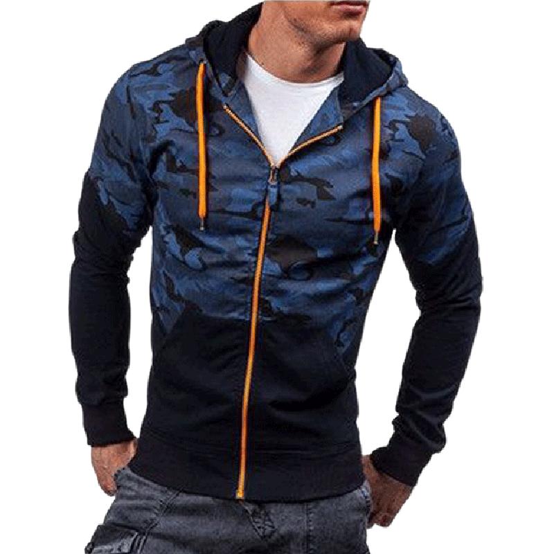 Men's Retro Casual Camouflage Zipper Hoodie 72109651TO