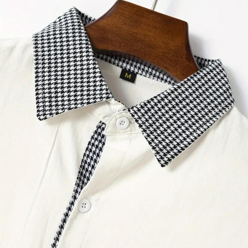 Men's Casual Color Block Lapel Long Sleeve Shirt 06920301Y