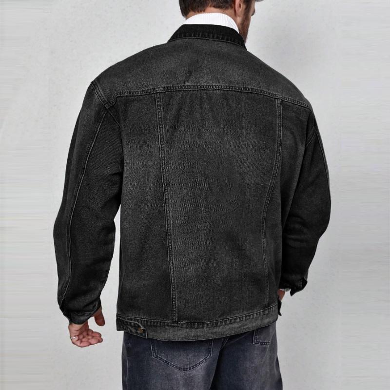 Men's Vintage Washed Lapel Denim Jacket 45852585X