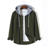 Men's Casual Solid Color Waffle Hooded Shirt 58756257Y