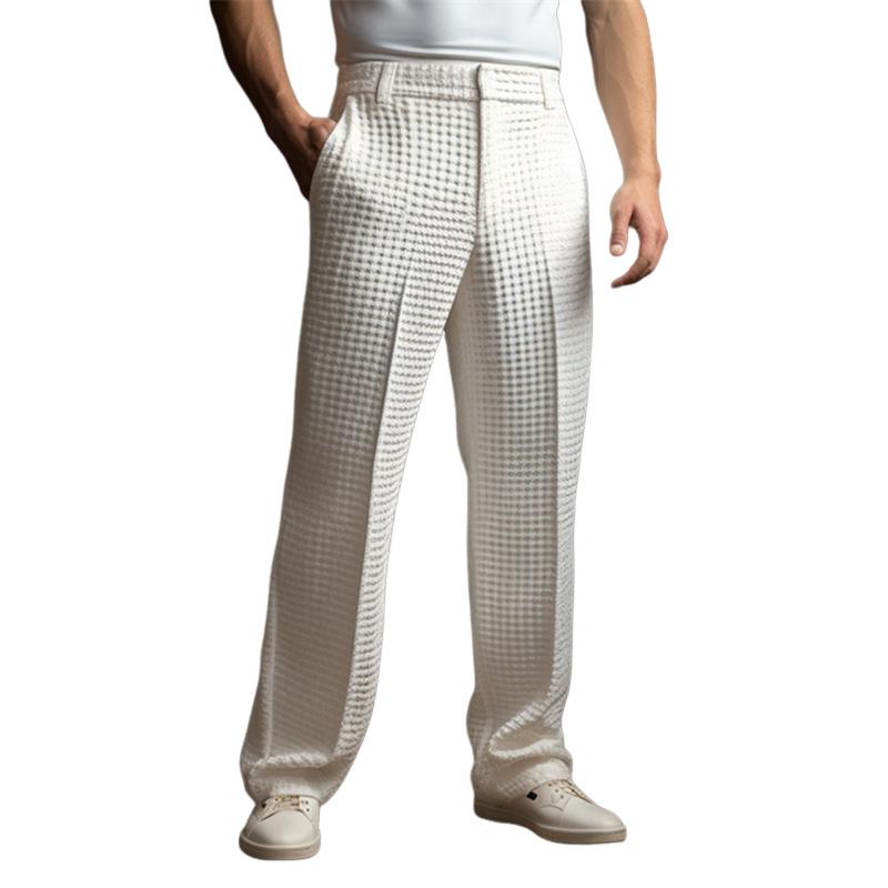 Men's Solid Waffle Casual Suit Pants 60809292X