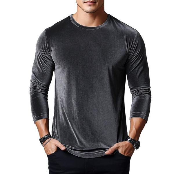 Men's Classic Casual Slim Fit Velvet Long Sleeve T-Shirt 68268916K