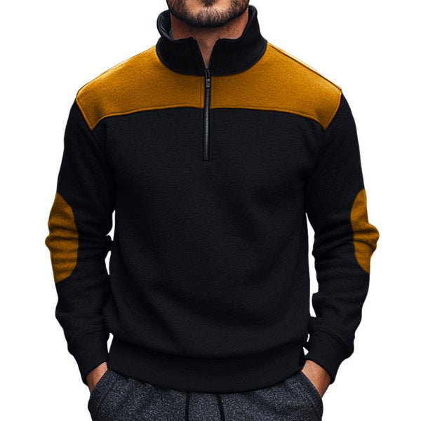 Men's Retro Casual Colorblock Stand Collar Sweatshirt 03247628TO