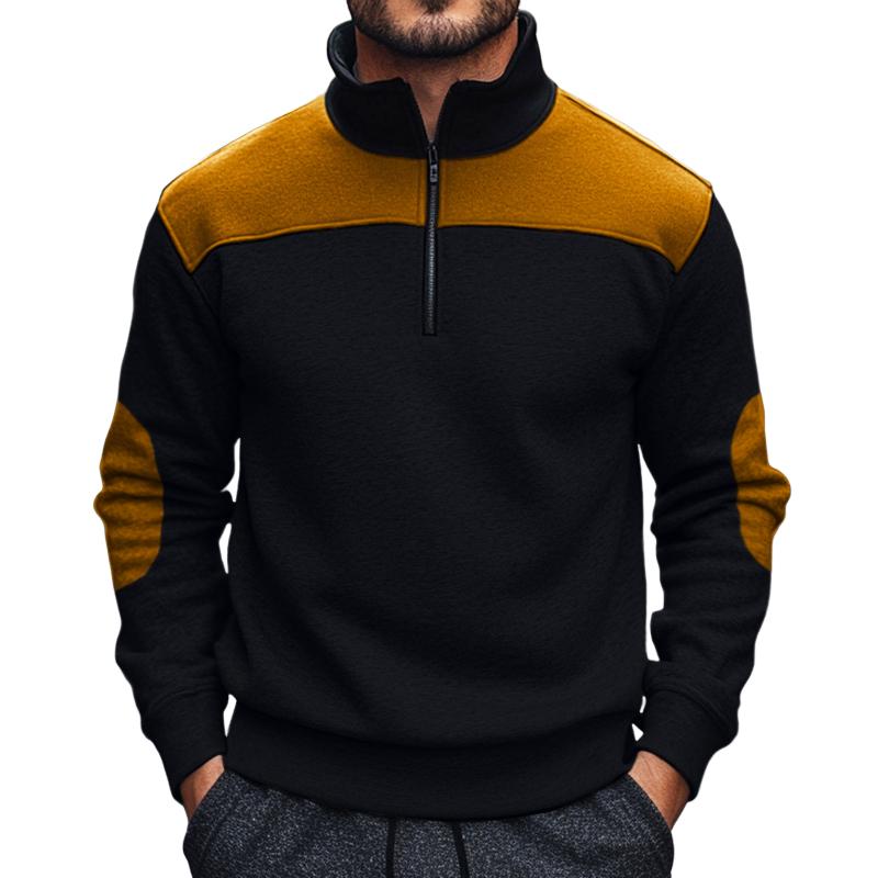 Men's Retro Casual Colorblock Stand Collar Sweatshirt 03247628TO